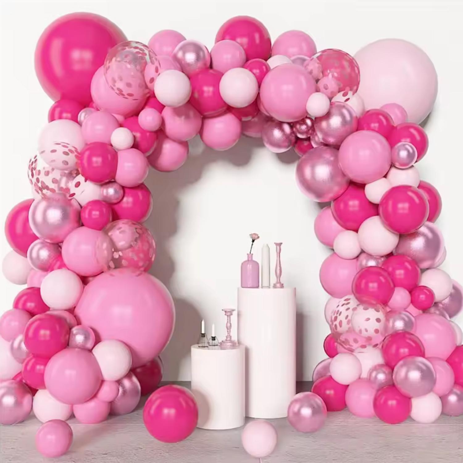 

153 Pieces Pink Balloon Garland Arch Set, Different Sizes 18 12 10 5inch Pink Latex Metal Confetti Pink Balloon Birthday Princes Other розовый
