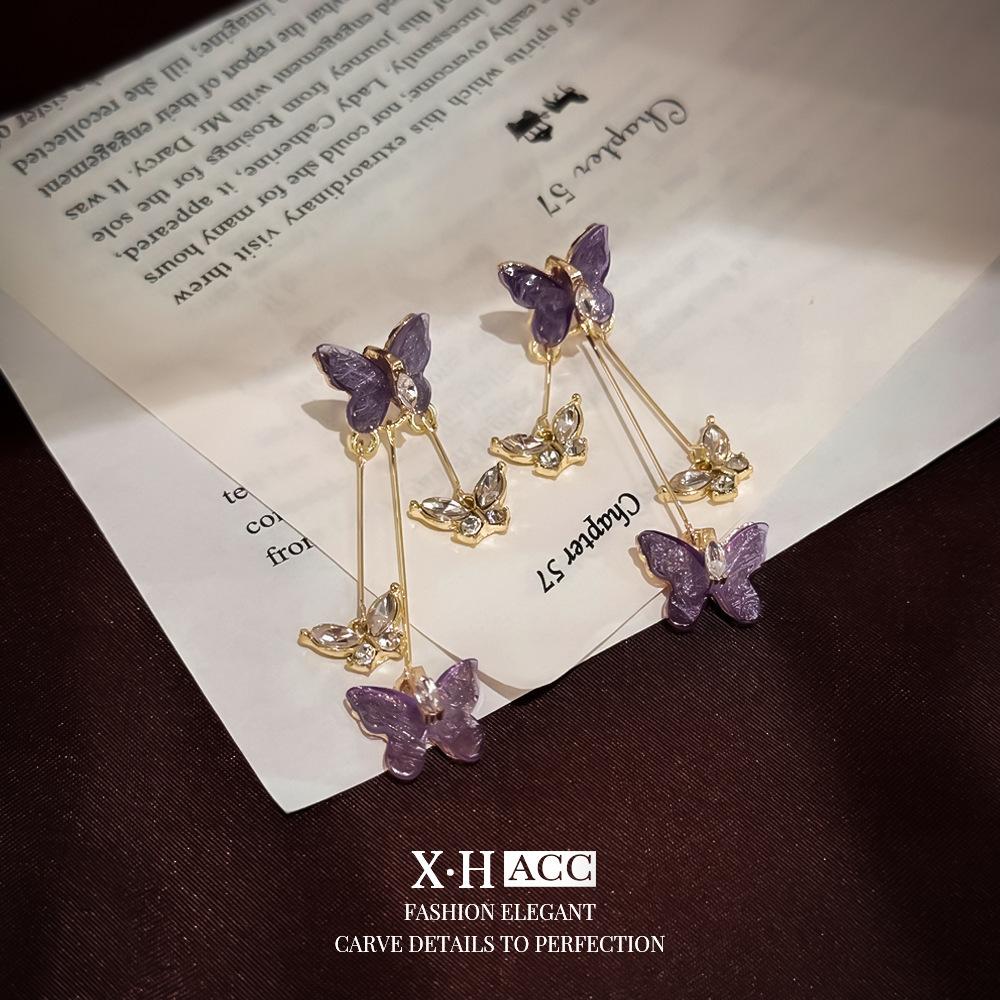 Simple Zircon Butterfly Earrings Light Luxury High-end Stud Earrings Temperament Fashionable Sweet Pearl Earrings Women