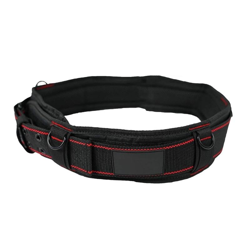 Heavy Duty Adjustable Work Belt with Wide Waist Support, Metal Roller Closure, and 4 Metal Connectors for Tool Pouch Carry
