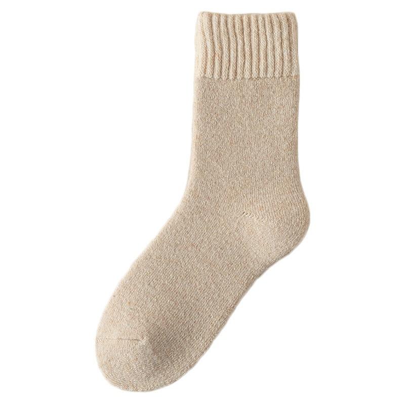 Wool Socks Children'S Medium Tube Socks Season Fleece Thickened Terry Socks Solid Color Retro Sweat-Absorbing Deodorant Medium Tube Socks Women