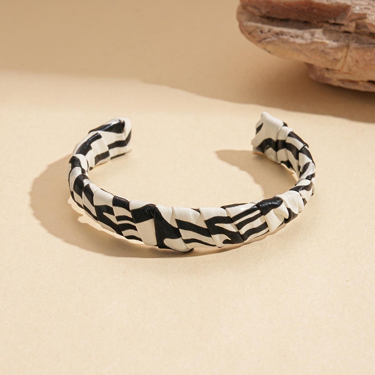 Осень и зима искусственная кожа леопардовый принт зебровый узор открытый браслет ретро нишевые украшения
