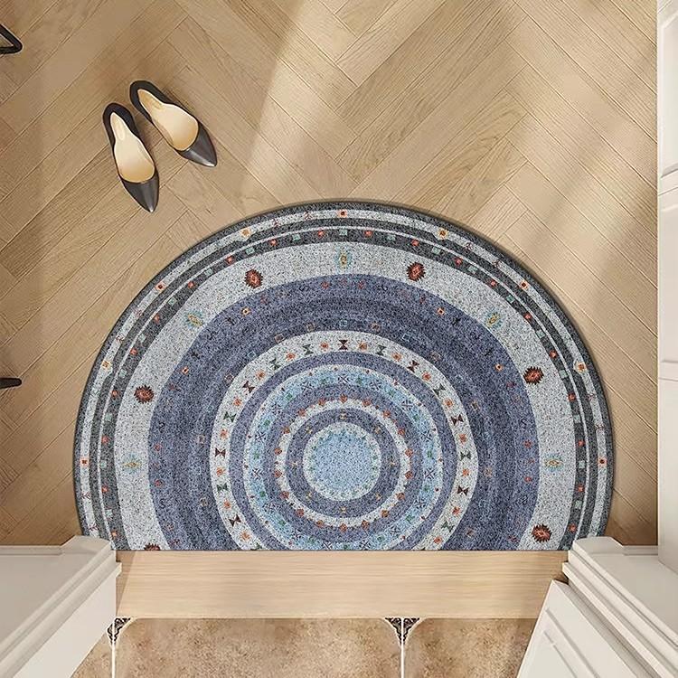Vintage Half Circle Carpet Door Mat Entrance Home Foot Pad Mud Scraper Durable Easy Clean Entrance Rug Indoor Outdoor Use