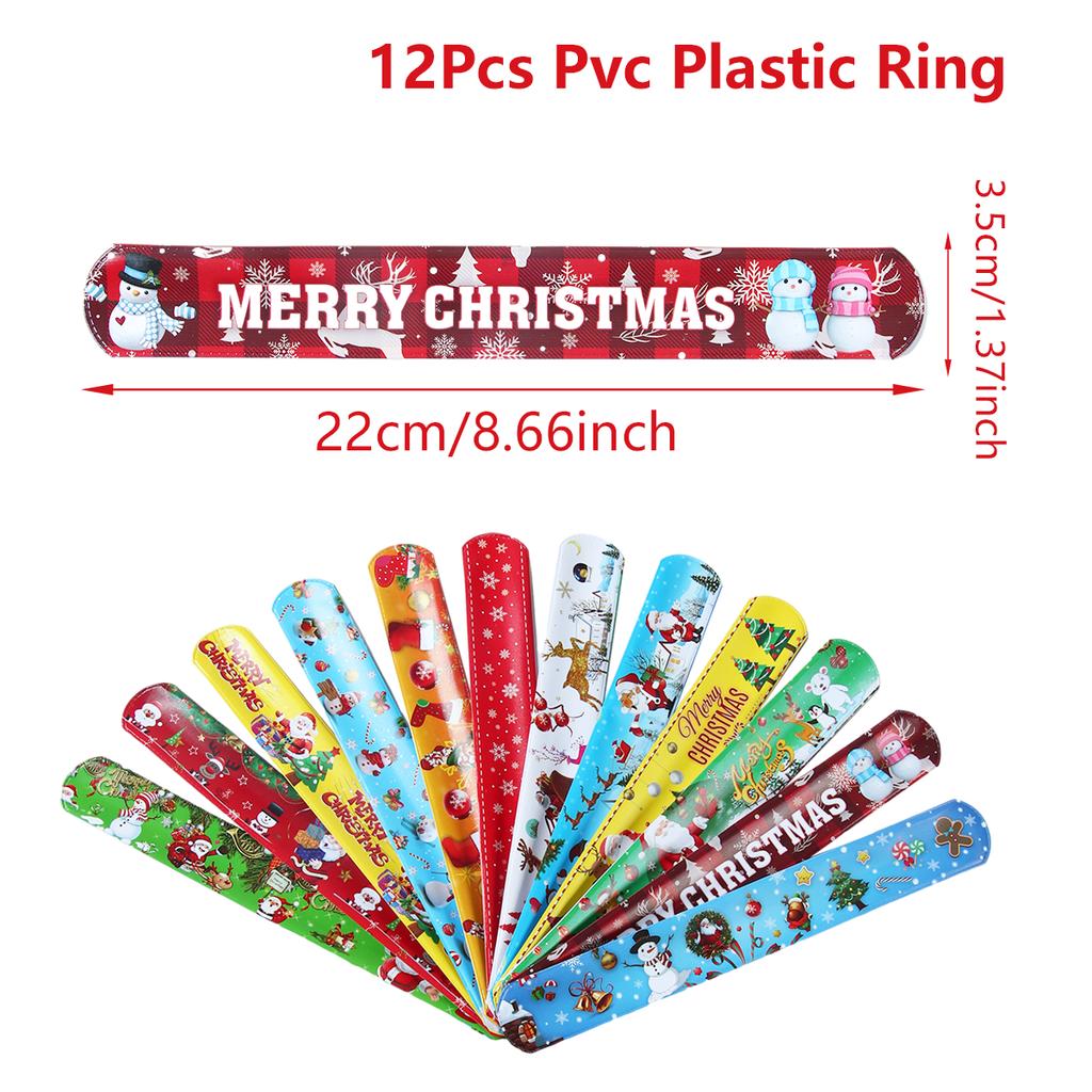 12pcs Christmas Santa Claus Papa Circle Bracelet Christmas Decor for Home 2026 Favor Gift Xmas Ornament Navidad Noel New Year
