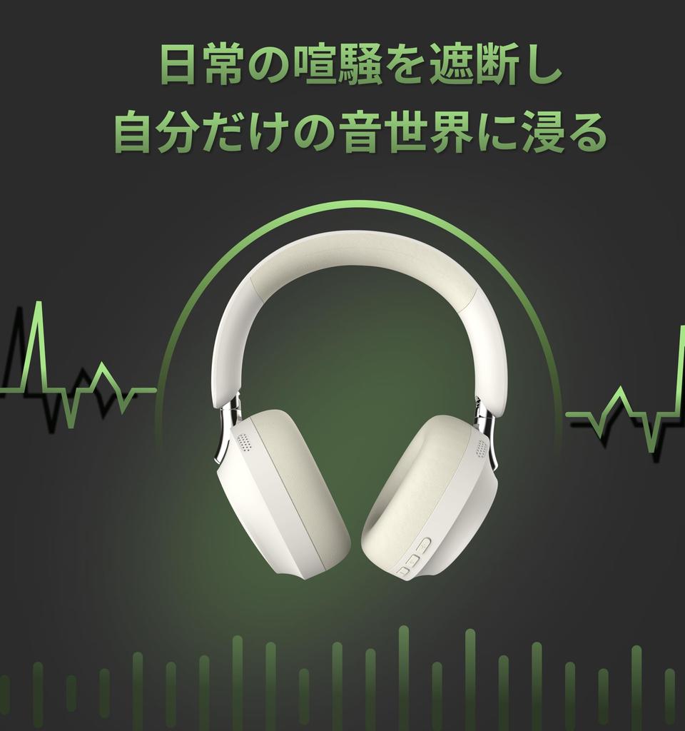 Hmusic Bluetooth Headphones with Japanese Voice Up To 80 Hours Wireless Audio Compatible 4 ANC Noise Cancellation ENC 40ms Low Latency Gaming Sound