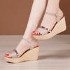 8cm Small Size 32-43 Comfortable Soft Leather Sandals Platform Shoes 2025 Womens High Heels Wedges Sandals for Office Beach Mom