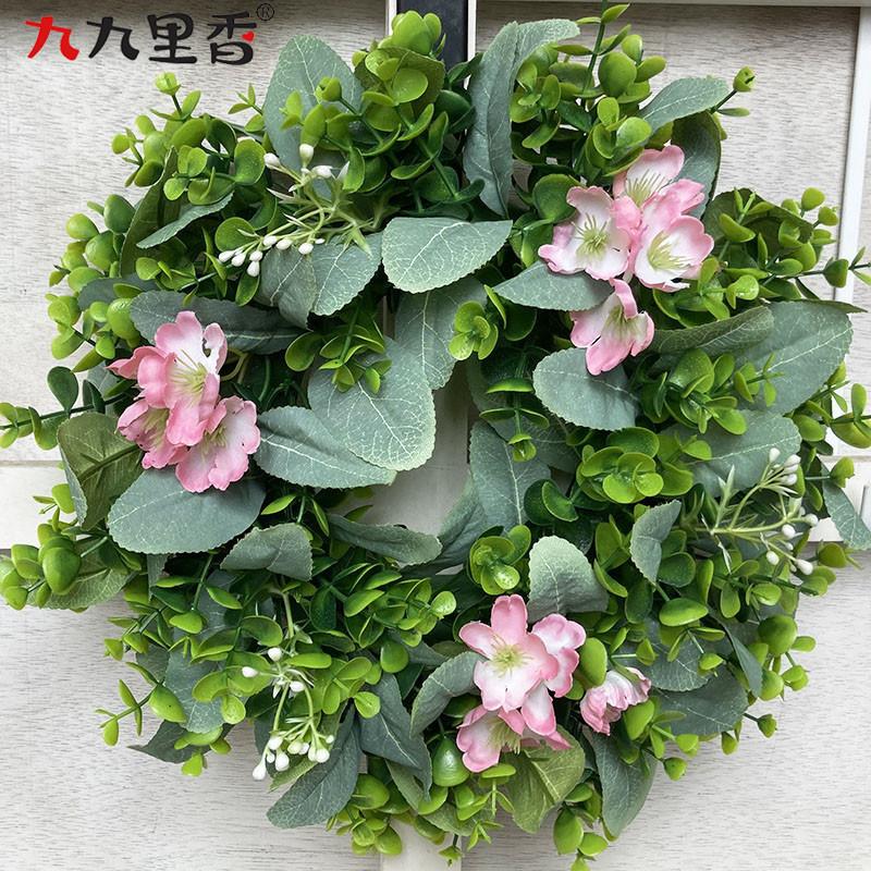 

Американская имитация венка, украшение на дверь, маленький кролик, венок из миланских листьев эвкалипта, венок из звезд и цветов, кольцо на дверь, кольцо из травы