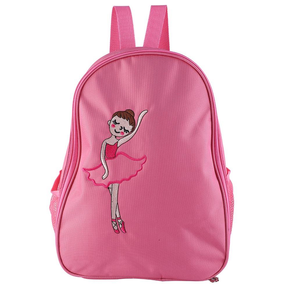 Girls Ballet Dance Embroidered Backpack Kids Shoulder Sports Bag(Pink)