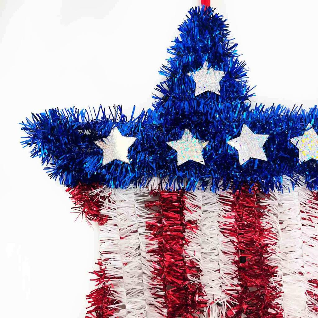 Independence Day Wreath Decoration Hanging Pendant Red White And Blue Five-Pointed Star Hanging Wall Hanging Door Hanging