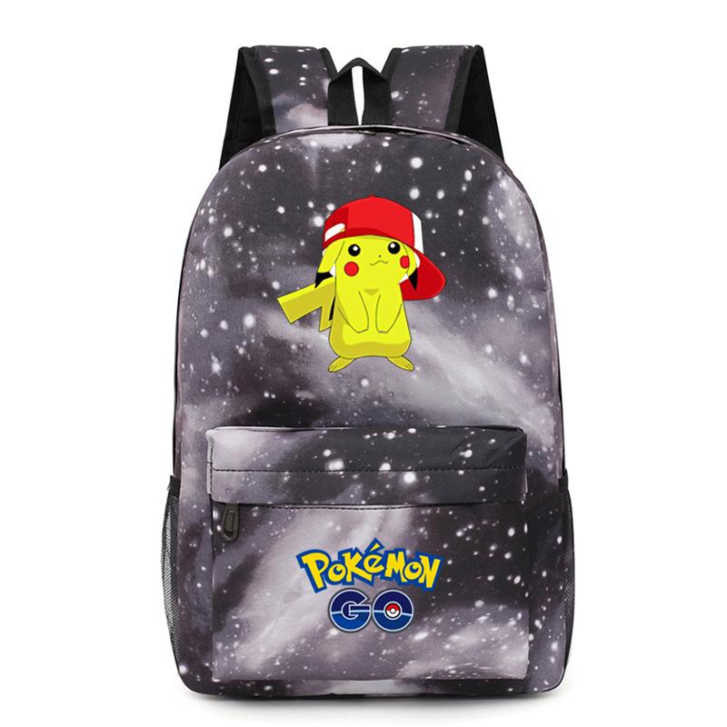Pokemon Backpack Anime School Bag Pikachu Double Shoulder Bag Game Merchandise for Boys Girls Yellow