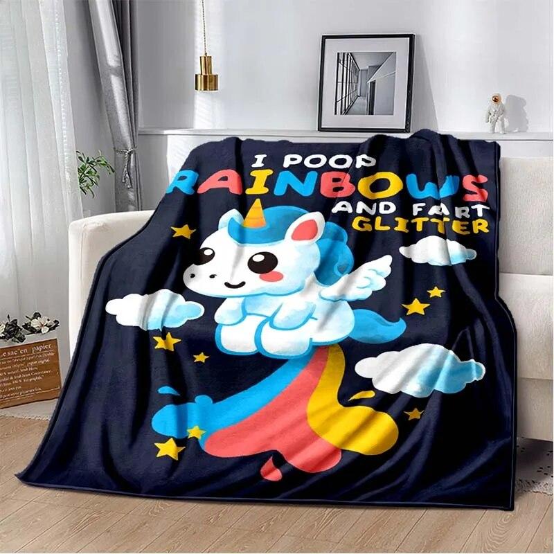Cute Pink Unicorn Throws Blanket Sofa Blanket  Bedroom Living Room Decoration Blanket for Bed Picnic Blanket Throw Blanket