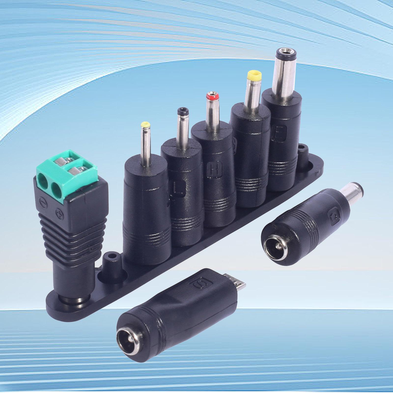 

Набор адаптеров питания DC5521 8 в 1 для ноутбуков, включает в себя разъемы типа «папа» и «мама»