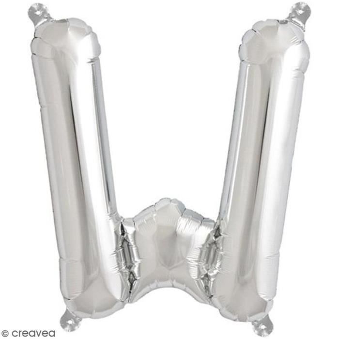 Ballon Lettre W - Rico Design - Argenté - Aluminium - Décoration de fête - 1 pce