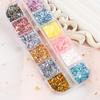 12 Grids/Box Nail Foils Irregular Summer Effect Smooth Gold Silver DIY Manicure Flakes for Beauty