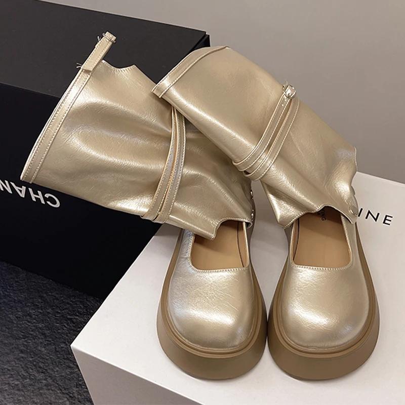 Women Cool Boots Sandals Mid Calf Flats Platform Shoes Summer New 2025 Trend Casual Woman Sandals Brand Zapatillas Mujer