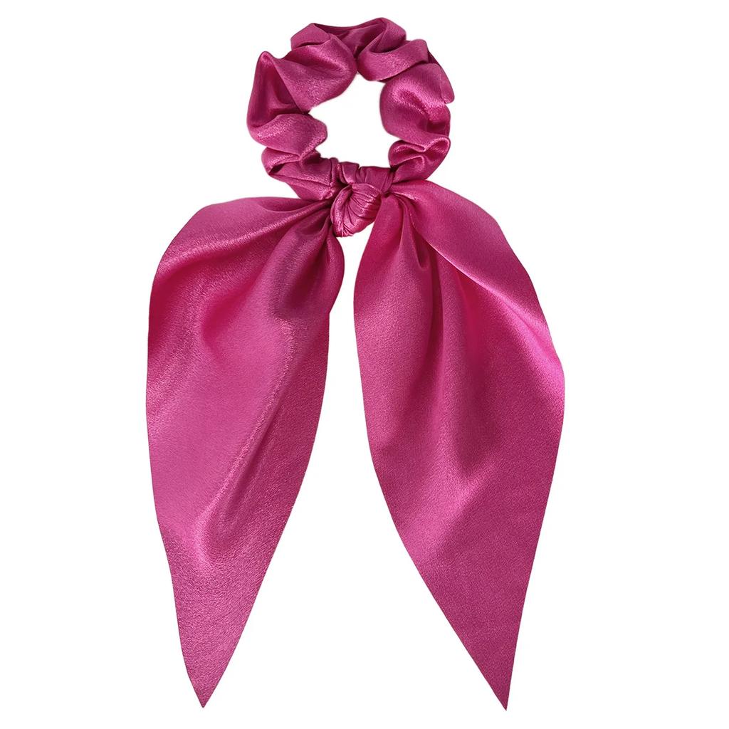 1 Stück Satin Langes Band Scrunchies Damen Mädchen Elastisches Gummi Schleife Haargummis Pferdeschwanzhalter Haaraccessoires