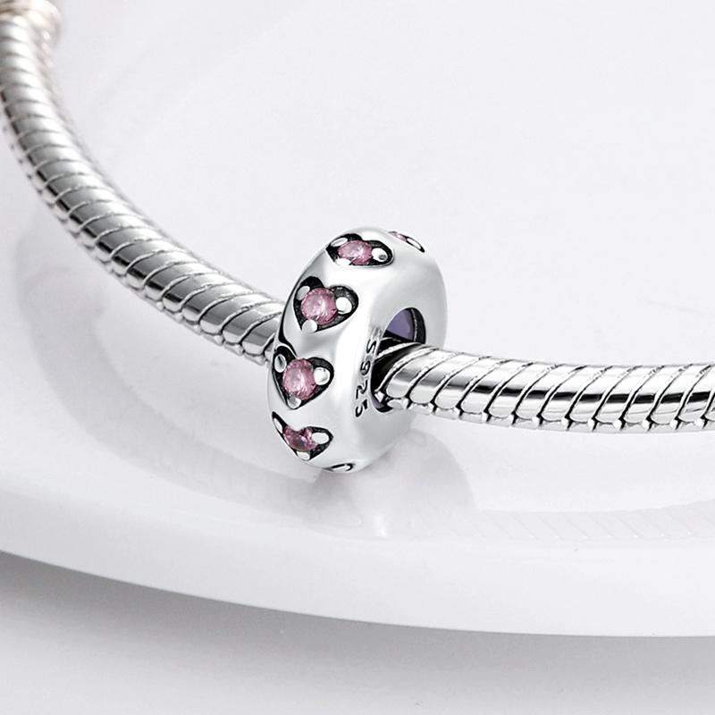 925 Silver Safety Chain Clip Round Pavé Charm Beads Fit Original Reflexions Bracelet Charms Jewelry