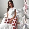 Damen Pyjama Homewear Set T-Shirt Lange Hosen Set Mode Bequem Lässig