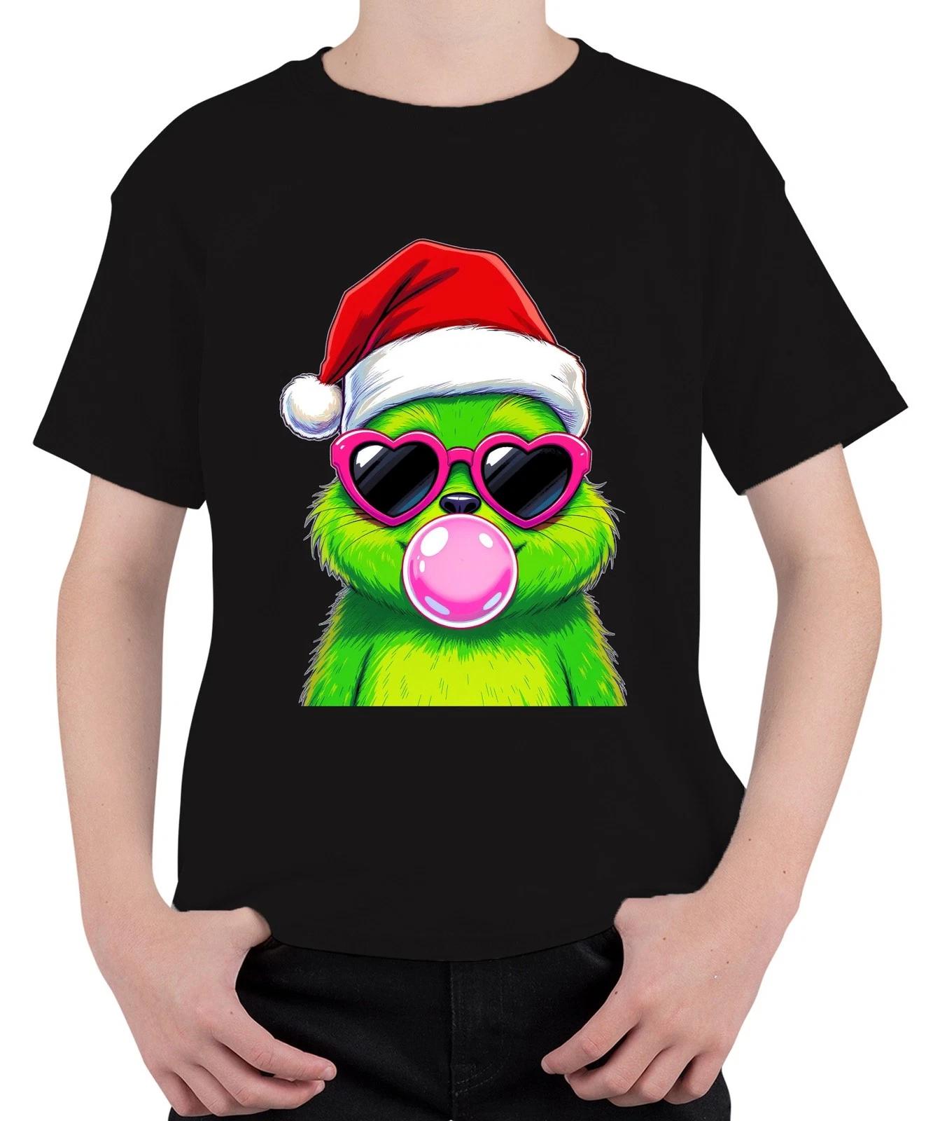 Weihnachtsmonster Grün Bubblegum Kaugummi Herzbrille Santa Cool Unisex Kinder T- XL