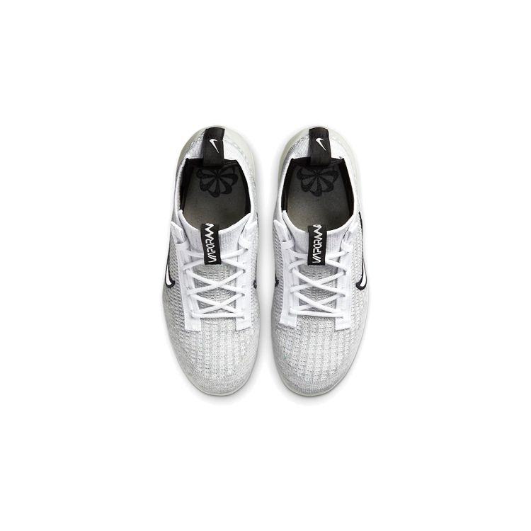 Nike Air VaporMax 2021 Flyknit GS Weiß Metallic-Silber Kinder-Sneakers Schwarz DB1550-100