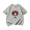 Kids Cotton T Shirt Sitting Girl With Colorful Hair Print Crew Neck Short Sleeve Tee Casual Boys Girls Summer Tops