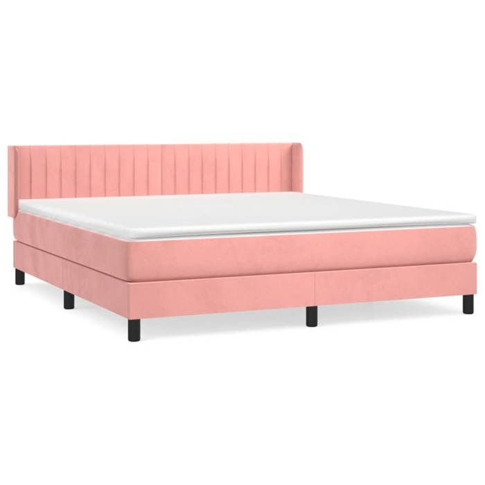 3131092 vidaXL Lit à sommier tapissier avec matelas Rose 160x200 cm Velours