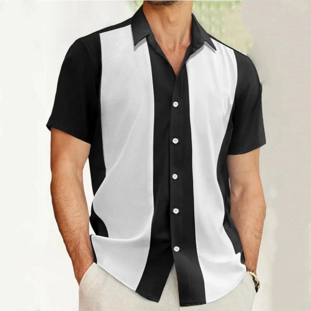 Men s Stripes 3D Printed Shirt Contrast Color Casual Hawaiian Beach Shirt Men s Simple Business Casual Fashion Top Men Clothing S
