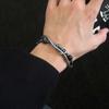 Unisex Double Layer Titanium Steel Bracelet with Cracked Bead Design - Trendy Hip Hop Style for Couples