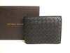 Autentická Intrecciato Černá Leather Bifold Peněženka Kompaktní peněženka #9855 Repasovaná