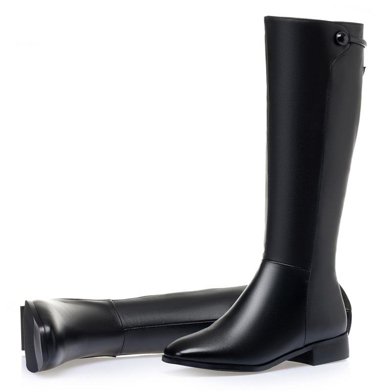 Fashion AIYUQI Women Long Boots 2025 New Genuine Leather Short Velvet Women Roman Boots Low Heel Large Size Riding Boots Women