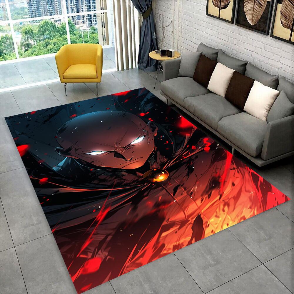 3D One Punch Man Saitama Cartoon Anime Teppich für Wohnzimmer Schlafzimmer Zuhause Sofa Dekoration, Kinder Spiel Rutschfeste Bodenmatte