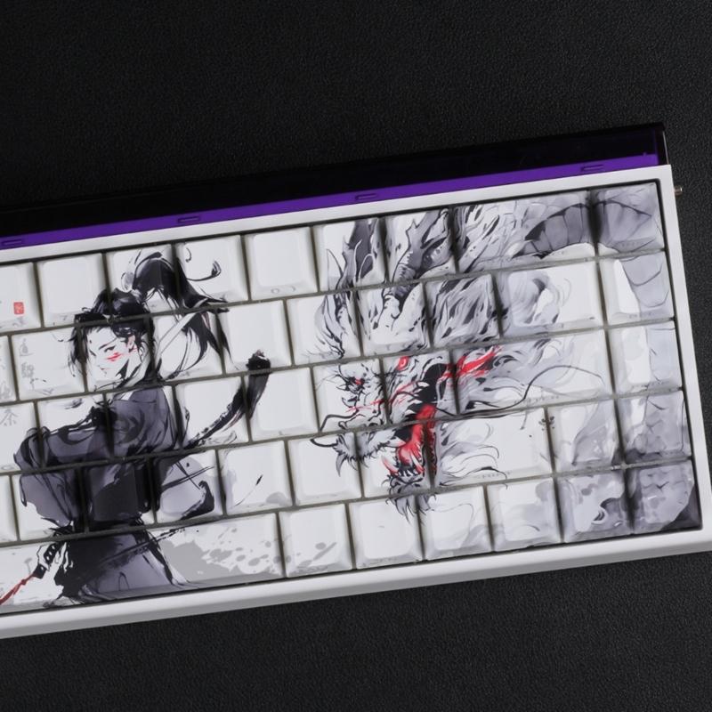 Anti Slip PBT Keycaps Dragon Theme Side Printing For Most Mechanical Keyboards 60% 68% Pattern
