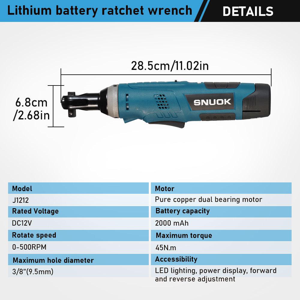 Rechargeable 90° Right Angle Electric Ratchet Wrench with Lithium Battery