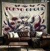 Tokyo Ghoul Wall Tapestry Aesthetic Wall Hanging Printed Fabric Blanket Decorative Tapestries For Bedroom Living Room Home Decor