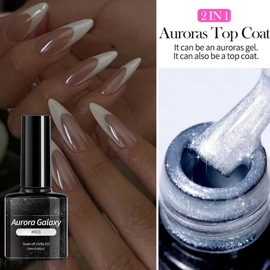 Galaxy Cat Eye Nail Gel Art Glitter Shinny Effect Silver UV Gel Polish Shimmer Dust DIY Nails Decor