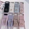 Applicable To Samsung ZFlip4 Folding Messenger Lychee Pattern Zflip3 Ring Mirror Card Bag Long Lanyard Protective Cover
