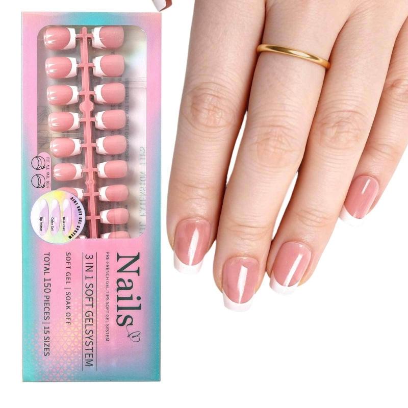 1Set Easy Apply Artificial Nail No Tools Needed Quick Installation Solid Color Highly Shine For Busy Professionals