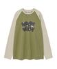 Wacky Willy Color Block Raglan Long Sleeve T-Shirt Green