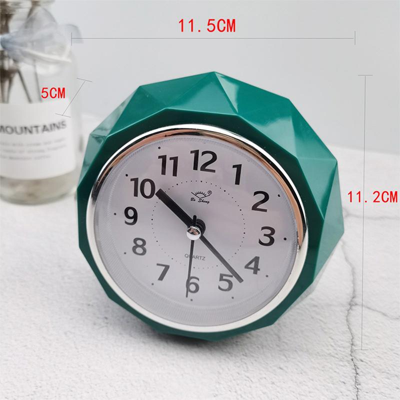 Round Alarm Clock Diamond-Shape Electronic Watch Small Mute Bedside Pointer Clocks Double Bell Silent Desk Table Decor Clock