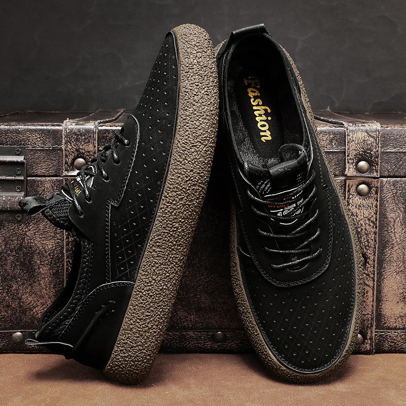 Fashion High Quality Men's Casual Shoes Breathable Summer Leather Shoes Wear-resistant Work Shoes Fashionable Flat Outdoor Sports Shoes