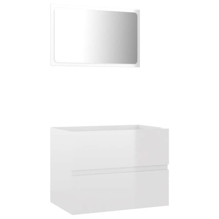 VidaXL Ensemble de meubles de bain 2 pcs Blanc brillant Aggloméré 804878