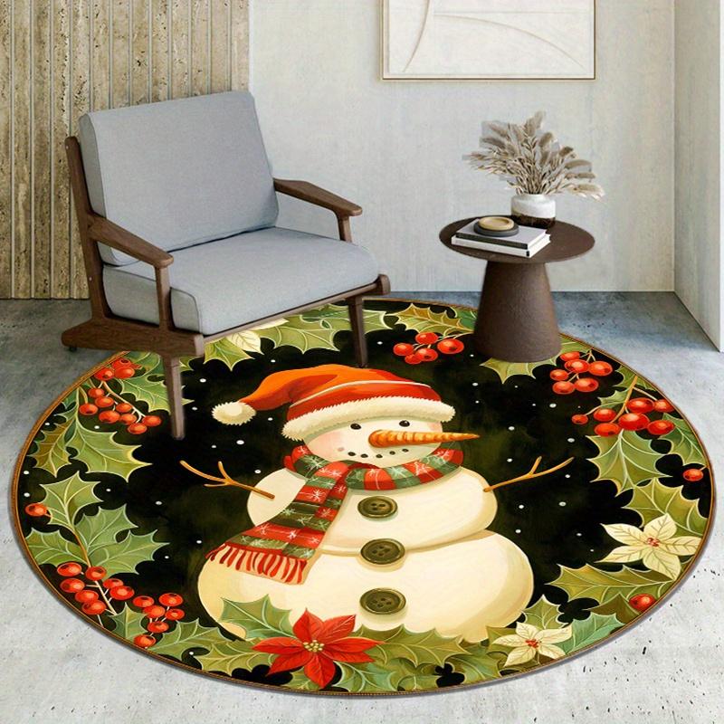 1 Piece Christmas Round Rug Suitable For Living Room Bedroom And Kitchen Home Decoration Room Decoration Gift For Friends And Family