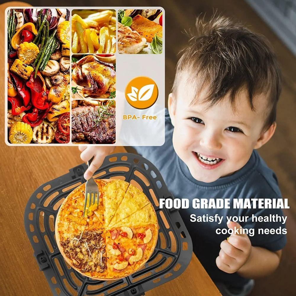 Square Air Fryer Mat Round Crisper Basket Rack Parts Food Separator Cooking Divider Kitchen