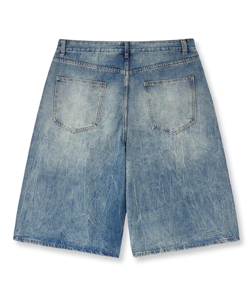 LXT Crease Washed Bermuda Denim Pants [Blue Indigo]