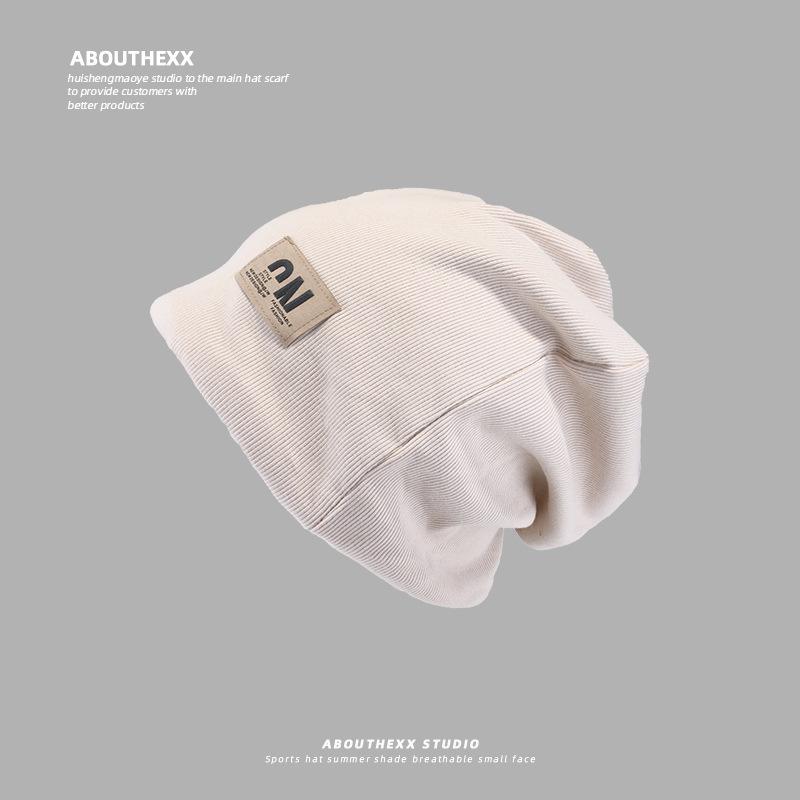 Baotou Hat Men's All Match Woolen Hat Drawstring Design Pile Hat Large Head Circumference Warm Knitted Hat Trendy