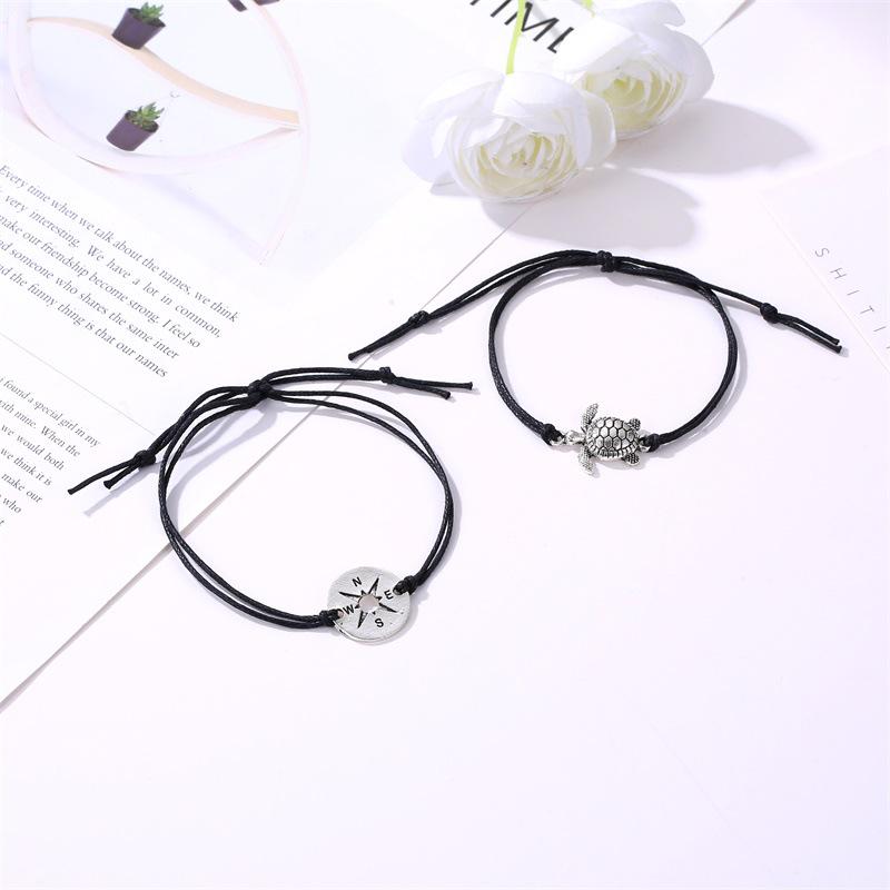 New summer foot accessories retro simple fashion rope anklet creative compass turtle two-piece anklet