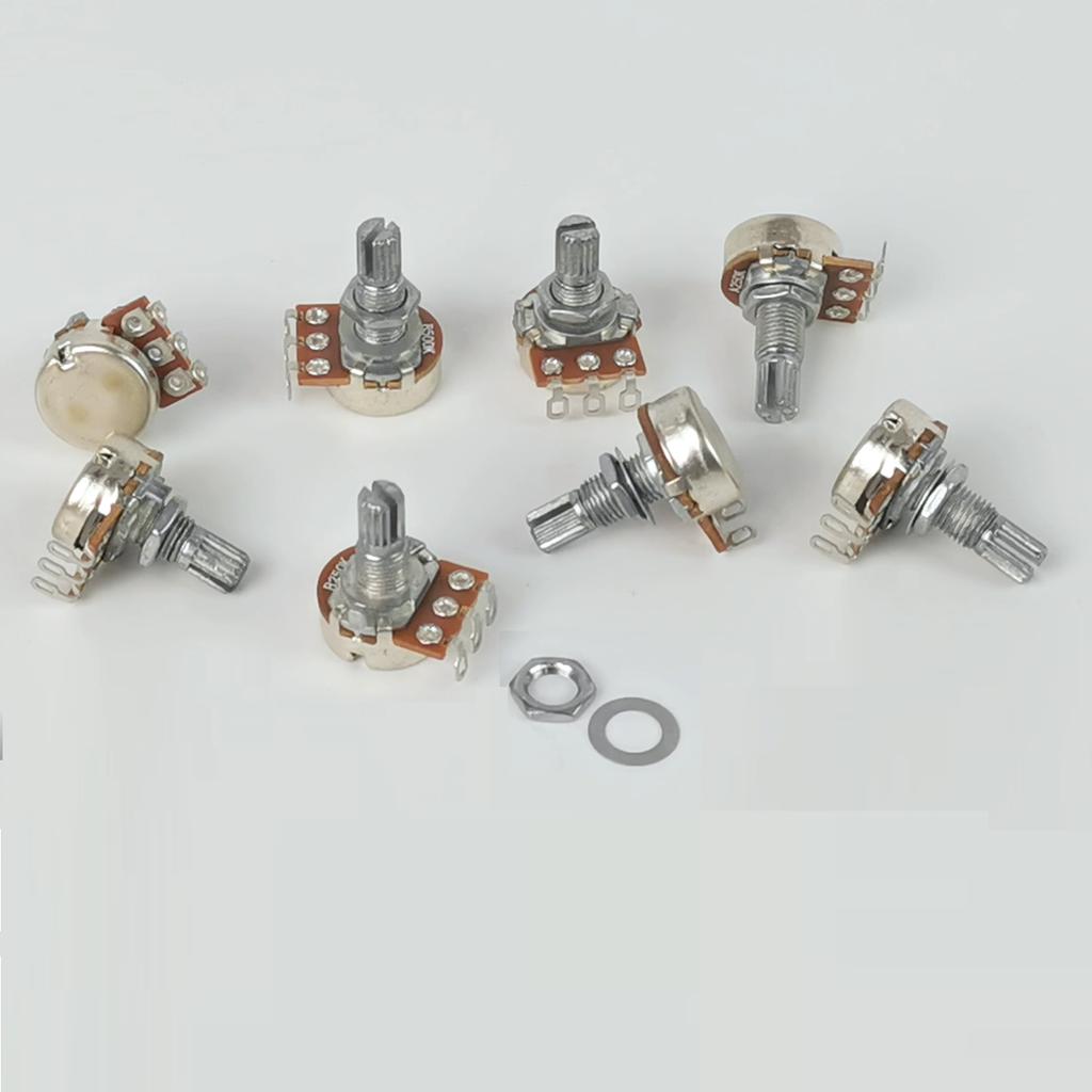 FLEOR 12PCS 18-spline Mini Potentiometers Guitar Pots 500K /250K Long / Short Shaft Choose Electric Guitar Parts