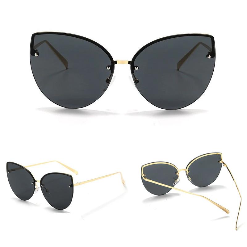 Xiaomi Gafas de sol para mujer sin montura estilo ojo de gato, montura fina dorada, UV400, ligeras, estilo retro Y2K, con almohadillas antideslizantes para uso diario