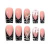 Pink Fake Nails with Zebra Pattern Tip Durable & Never Splitting Comfort Fake Nails for Daily and Parties Wearing