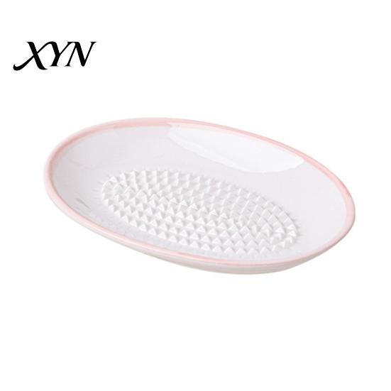 Ceramic Garlic Grater Plate for Food Prep, Multifunctional Ginger Grinder Bowl Mincer Dish, Non Slip Masher Cheese Nutmeg Grinding
