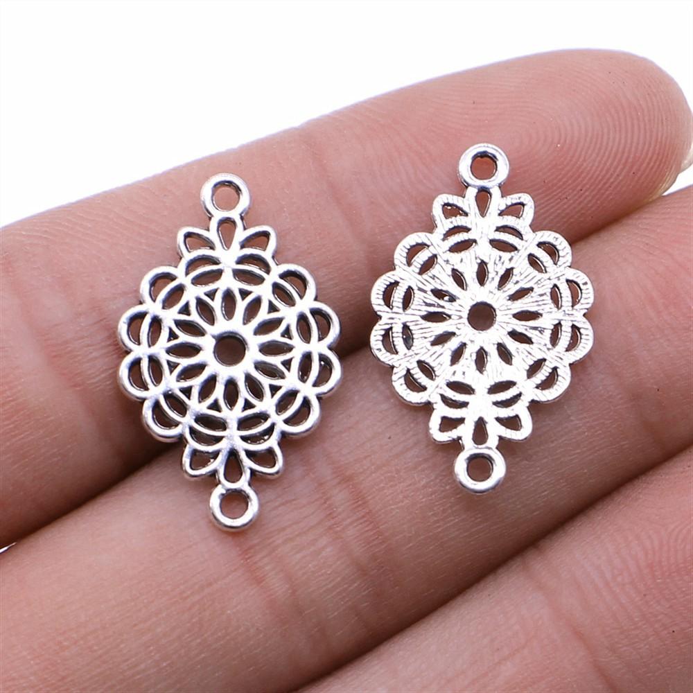 20 Stück Verbinder-Anhänger Blume DIY Schmuckzubehör Für Schmuckherstellung Zubehör Antik Silberfarbe Verbinder-Anhänger